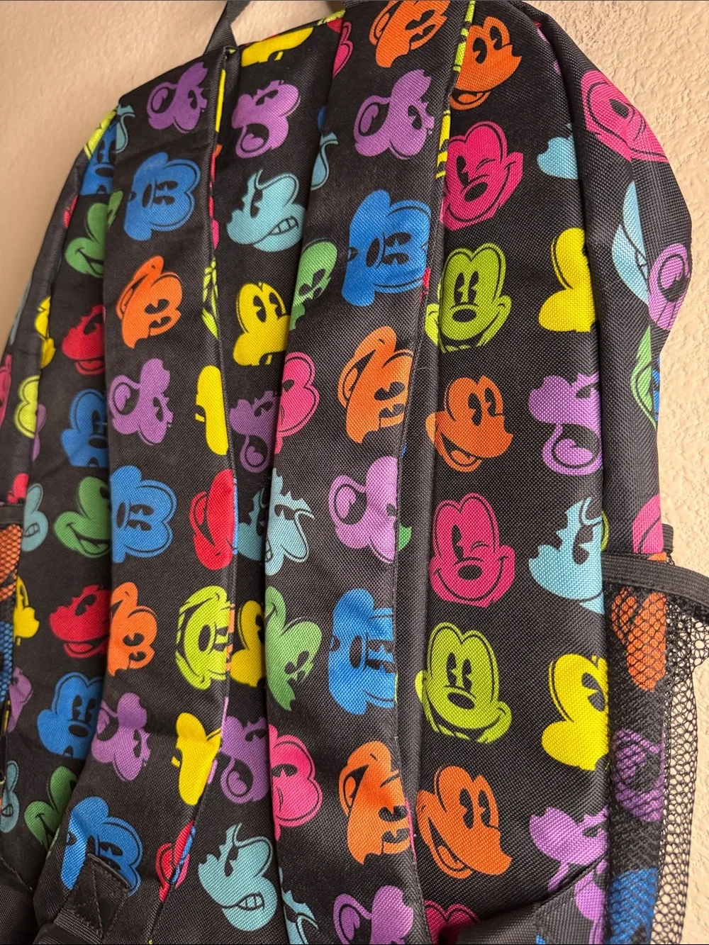 Disney Black Backpack with Multicolor Mickey Faces